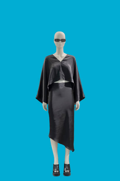 Midnight Elegance - Asymmetrical Silk Cape Dress