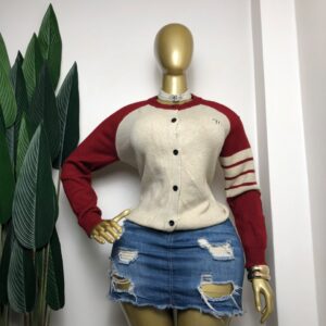 Maroon cream cardigan